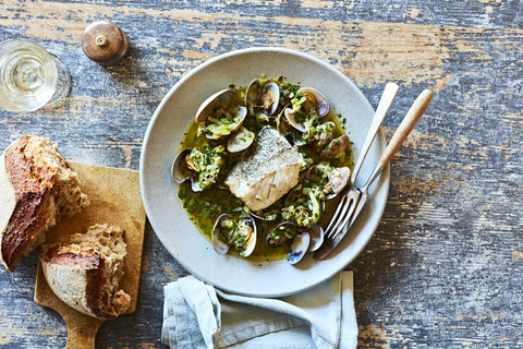 Hake With Clams & Green Sauce
